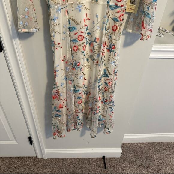 NWT Reba White Pink Blue Floral Embroidered Desert Maxi Dress Small - Picture 10 of 14